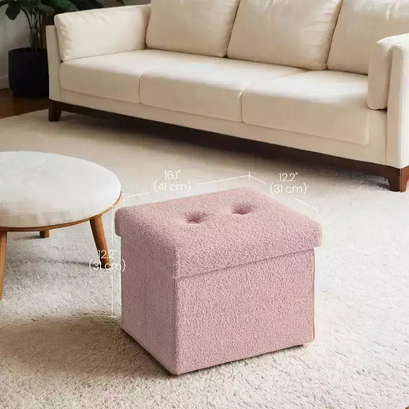 Small Folding Storage Ottoman Foot Rest Stool, 12.2 x 16.1 x 12.2 Inches, Sturdy Ottoman with Hidden Storage, Supports up to 286 lb