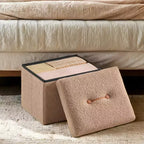 Small Folding Storage Ottoman Foot Rest Stool, 12.2 x 16.1 x 12.2 Inches, Sturdy Ottoman with Hidden Storage, Supports up to 286 lb