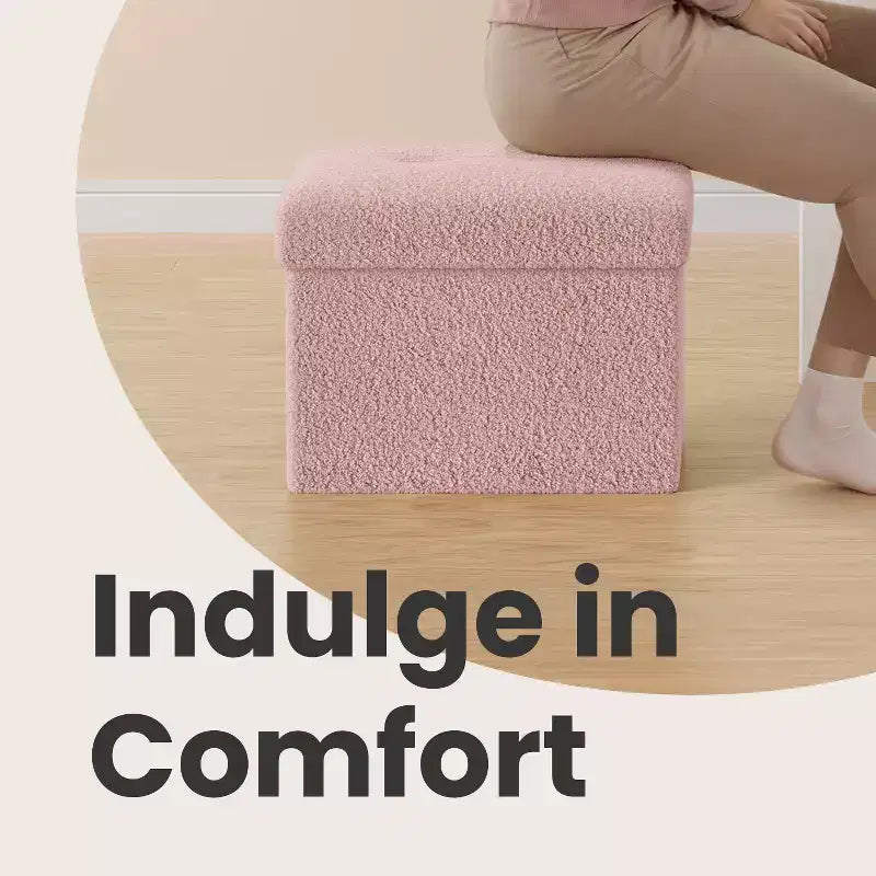 Small Folding Storage Ottoman Foot Rest Stool, 12.2 x 16.1 x 12.2 Inches, Sturdy Ottoman with Hidden Storage, Supports up to 286 lb