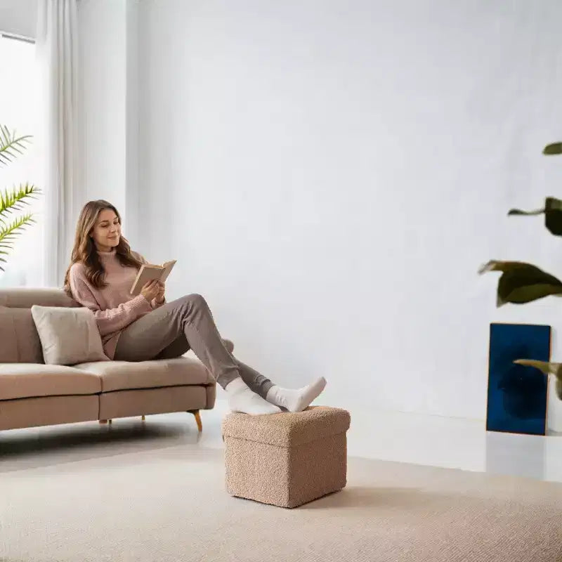 Small Folding Storage Ottoman Foot Rest Stool, 12.2 x 16.1 x 12.2 Inches, Sturdy Ottoman with Hidden Storage, Supports up to 286 lb