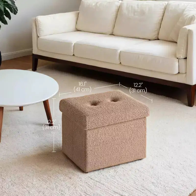 Small Folding Storage Ottoman Foot Rest Stool, 12.2 x 16.1 x 12.2 Inches, Sturdy Ottoman with Hidden Storage, Supports up to 286 lb