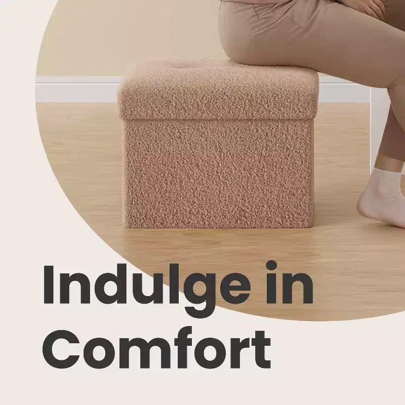 Small Folding Storage Ottoman Foot Rest Stool, 12.2 x 16.1 x 12.2 Inches, Sturdy Ottoman with Hidden Storage, Supports up to 286 lb