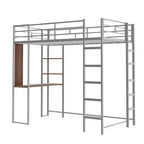 42.1'' W x 79.5'' L Twin Size Metal Loft Bed with Built-in Desk, Shelf and Ladder, Strong Metal Frame