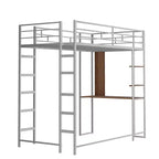 42.1'' W x 79.5'' L Twin Size Metal Loft Bed with Built-in Desk, Shelf and Ladder, Strong Metal Frame