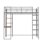42.1'' W x 79.5'' L Twin Size Metal Loft Bed with Built-in Desk, Shelf and Ladder, Strong Metal Frame