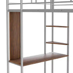 42.1'' W x 79.5'' L Twin Size Metal Loft Bed with Built-in Desk, Shelf and Ladder, Strong Metal Frame