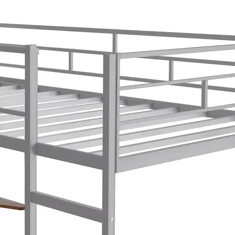 42.1'' W x 79.5'' L Twin Size Metal Loft Bed with Built-in Desk, Shelf and Ladder, Strong Metal Frame
