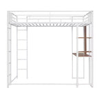 42.1'' W x 79.5'' L Twin Size Metal Loft Bed with Built-in Desk, Shelf and Ladder, Strong Metal Frame