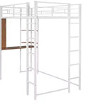 42.1'' W x 79.5'' L Twin Size Metal Loft Bed with Built-in Desk, Shelf and Ladder, Strong Metal Frame
