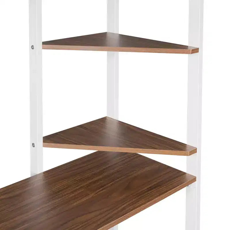 42.1'' W x 79.5'' L Twin Size Metal Loft Bed with Built-in Desk, Shelf and Ladder, Strong Metal Frame