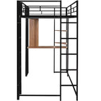 42.1'' W x 79.5'' L Twin Size Metal Loft Bed with Built-in Desk, Shelf and Ladder, Strong Metal Frame