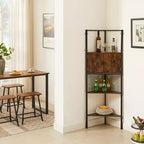 Corner Cabinet, Tall Storage Shelf with Triangle Wooden Shelves, Bookshelf for Small Space, Brown