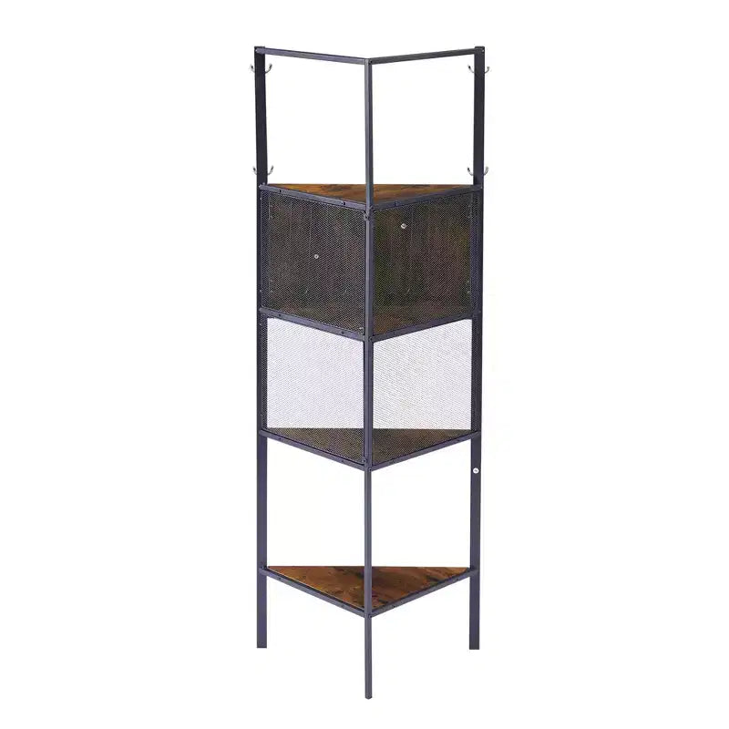 Corner Cabinet, Tall Storage Shelf with Triangle Wooden Shelves, Bookshelf for Small Space, Brown
