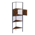 Corner Cabinet, Tall Storage Shelf with Triangle Wooden Shelves, Bookshelf for Small Space, Brown