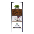 Corner Cabinet, Tall Storage Shelf with Triangle Wooden Shelves, Bookshelf for Small Space, Brown
