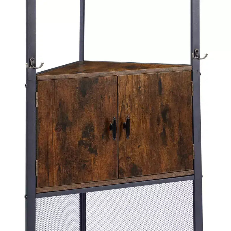 Corner Cabinet, Tall Storage Shelf with Triangle Wooden Shelves, Bookshelf for Small Space, Brown