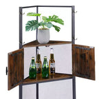 Corner Cabinet, Tall Storage Shelf with Triangle Wooden Shelves, Bookshelf for Small Space, Brown