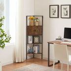 Corner Cabinet, Tall Storage Shelf with Triangle Wooden Shelves, Bookshelf for Small Space, Brown