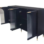 Accent Cabinet Black Lacquered Wooden Cabinet with 4 Glass Doors Sideboard Buffet Server Cabinet Storage Cabinet