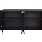 Accent Cabinet Black Lacquered Wooden Cabinet with 4 Glass Doors Sideboard Buffet Server Cabinet Storage Cabinet
