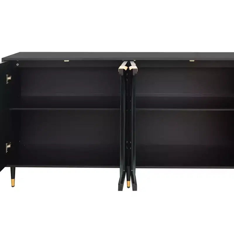 Accent Cabinet Black Lacquered Wooden Cabinet with 4 Glass Doors Sideboard Buffet Server Cabinet Storage Cabinet