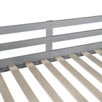 Floor Bunk Bed, Kids Bunk Beds with Guardrail Headboard and Footboard, Low Bunk Beds for Kids, Boys and Girls, Gray