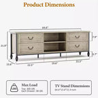 TV Stand for 70 Inch TV, Entertainment Center with Storage Cabinet & Open Shelves, TV Console Table Media Cabinet for Living Room, Bedroom