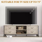 TV Stand for 70 Inch TV, Entertainment Center with Storage Cabinet & Open Shelves, TV Console Table Media Cabinet for Living Room, Bedroom