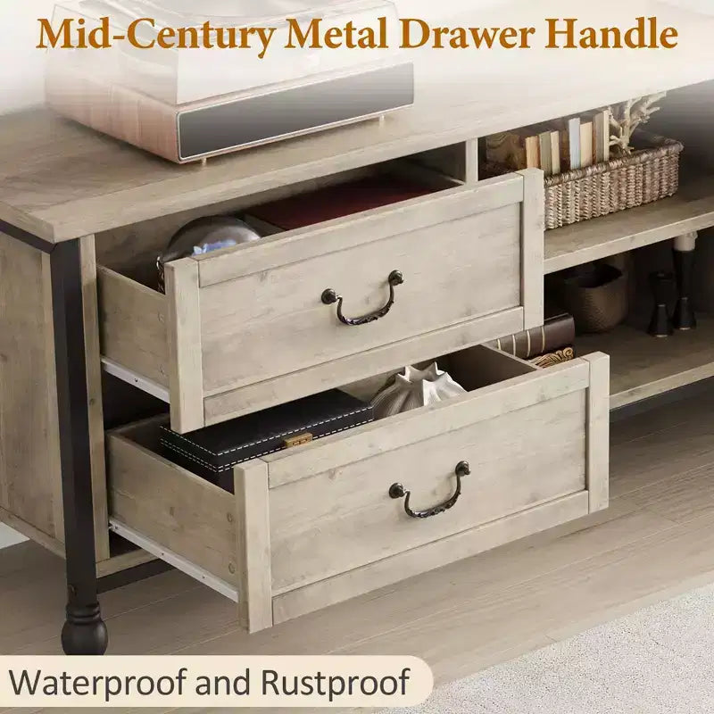 TV Stand for 70 Inch TV, Entertainment Center with Storage Cabinet & Open Shelves, TV Console Table Media Cabinet for Living Room, Bedroom