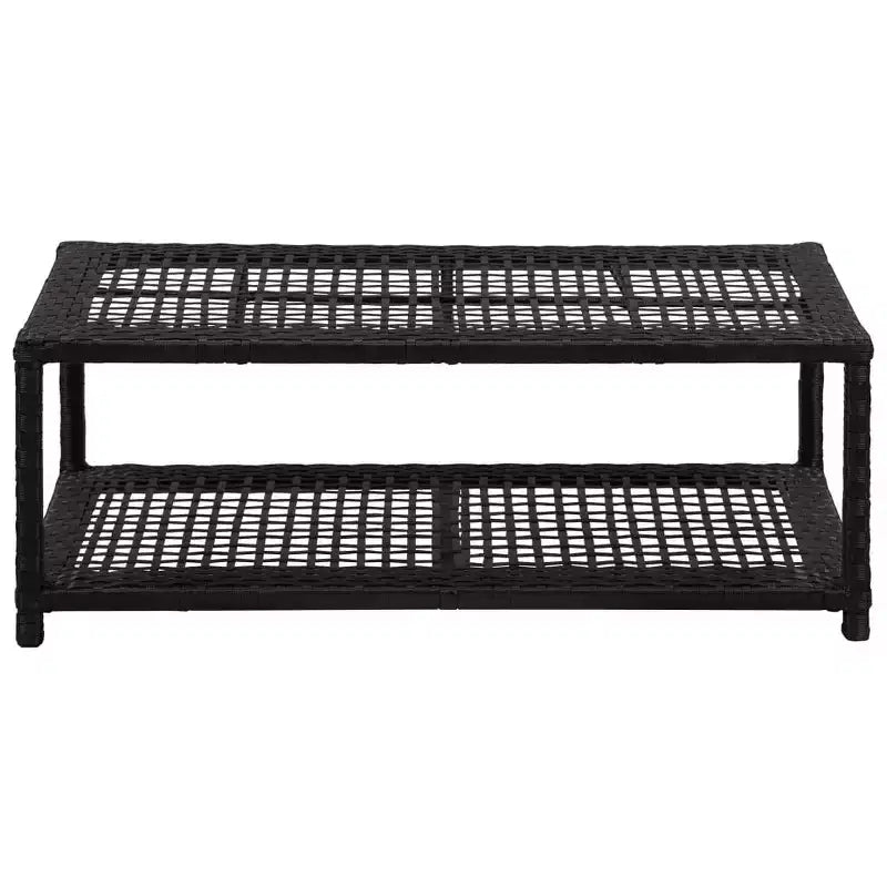Shoe Bench Black Poly Rattan, Metal - Black