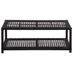 Shoe Bench Black Poly Rattan, Metal - Black