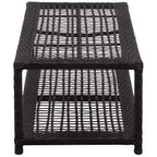 Shoe Bench Black Poly Rattan, Metal - Black