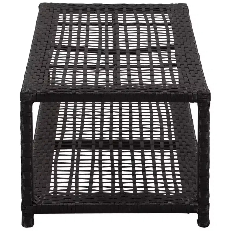 Shoe Bench Black Poly Rattan, Metal - Black