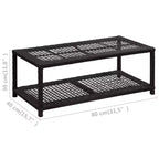 Shoe Bench Black Poly Rattan, Metal - Black