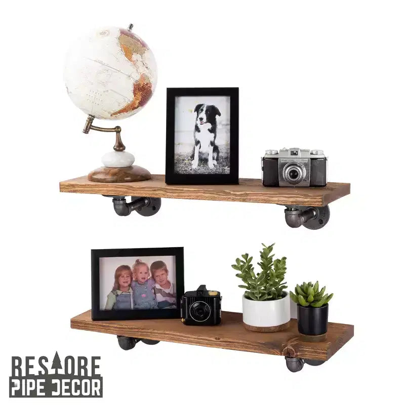 Autumn Brown 24 in. Shelves with L-Shaped Brackets