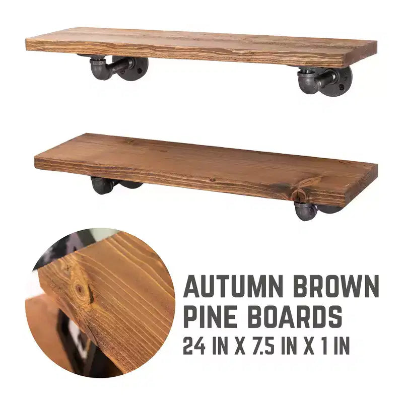 Autumn Brown 24 in. Shelves with L-Shaped Brackets