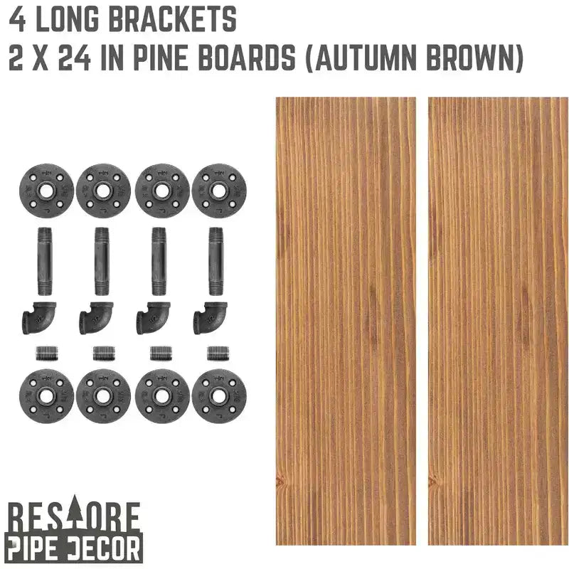 Autumn Brown 24 in. Shelves with L-Shaped Brackets