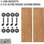 Autumn Brown 24 in. Shelves with L-Shaped Brackets