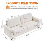 84 Cloud Couch with Deep Seat, 3-Seater Corduroy Couches, Modern Upholstered Sofa with Wide Armrests for Living Room, Beige