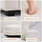 84 Cloud Couch with Deep Seat, 3-Seater Corduroy Couches, Modern Upholstered Sofa with Wide Armrests for Living Room, Beige