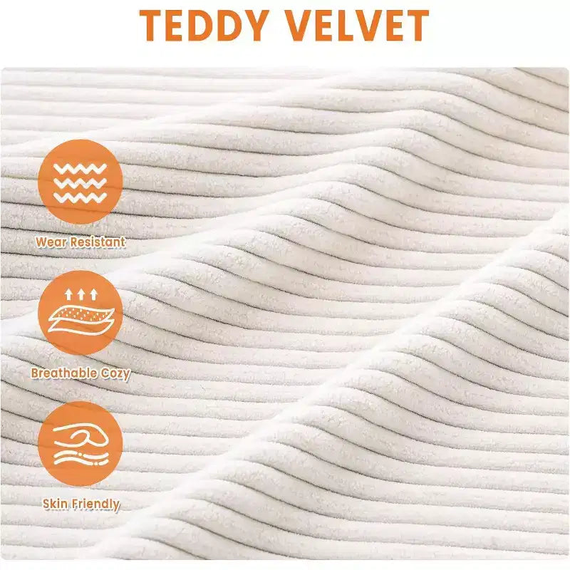 84 Cloud Couch with Deep Seat, 3-Seater Corduroy Couches, Modern Upholstered Sofa with Wide Armrests for Living Room, Beige