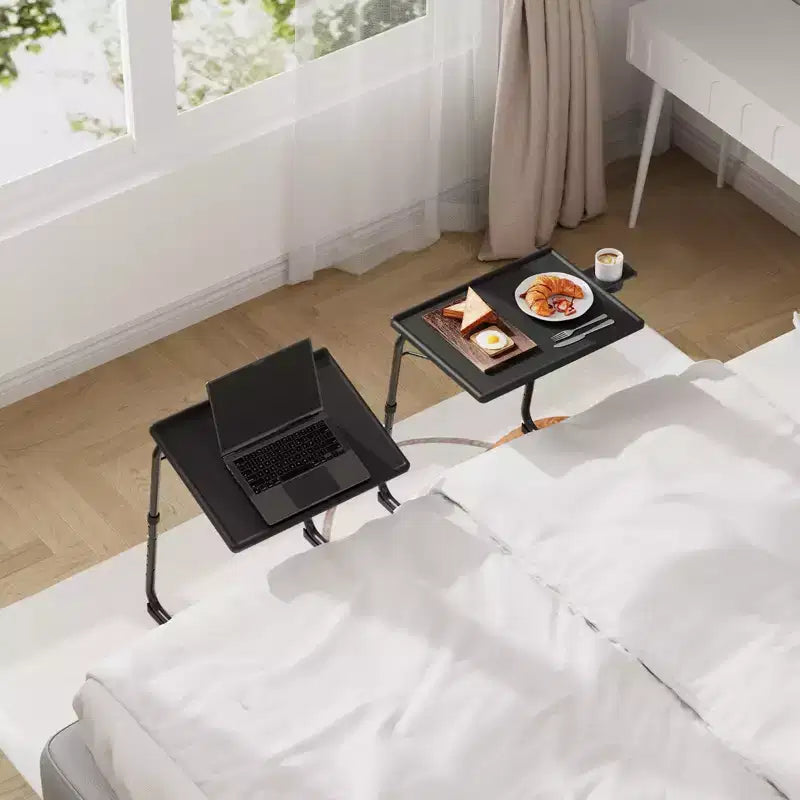 Adjustable TV Tray Table TV Dinner Tray on Bed Sofa, Comfortable Folding Table with 6 Height and 3 Tilt Angle Adjustments, End Table