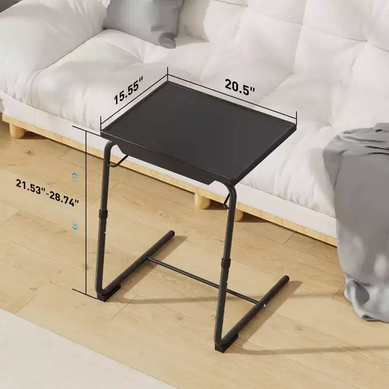 Adjustable TV Tray Table TV Dinner Tray on Bed Sofa, Comfortable Folding Table with 6 Height and 3 Tilt Angle Adjustments, End Table
