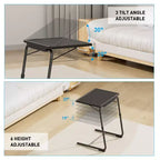 Adjustable TV Tray Table TV Dinner Tray on Bed Sofa, Comfortable Folding Table with 6 Height and 3 Tilt Angle Adjustments, End Table