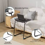 Adjustable TV Tray Table TV Dinner Tray on Bed Sofa, Comfortable Folding Table with 6 Height and 3 Tilt Angle Adjustments, End Table