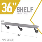 Riverstone Grey 36 in. Wood Shelf (Wood Only)