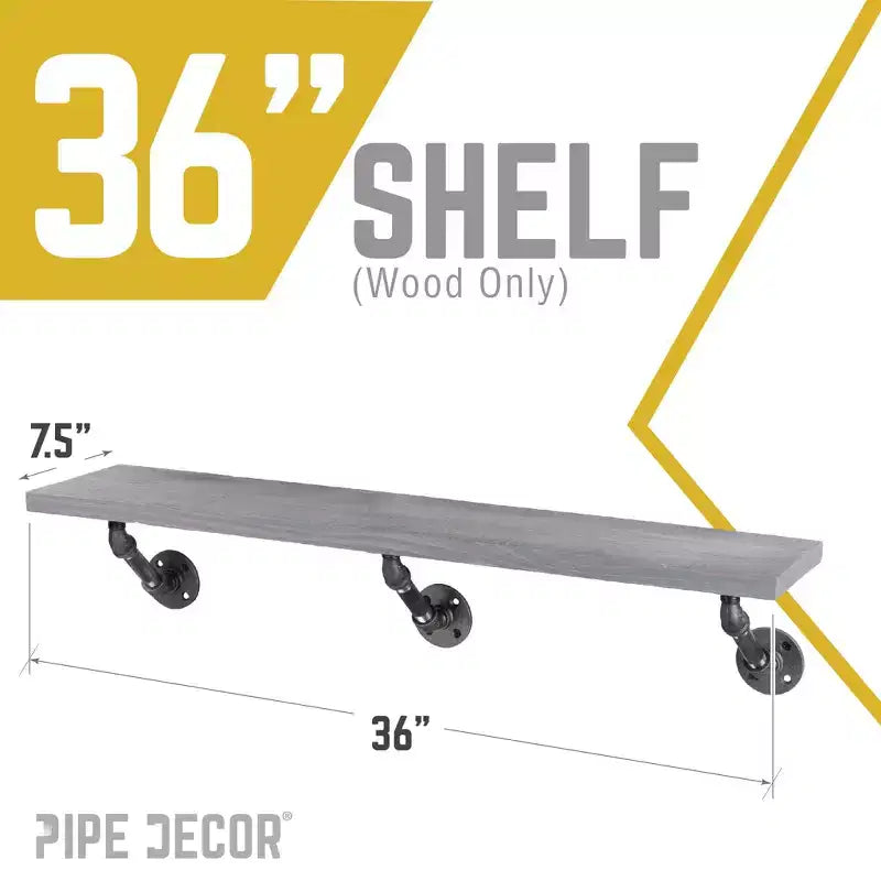 Riverstone Grey 36 in. Wood Shelf (Wood Only)