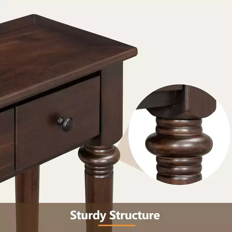 59.8IN Retro Entryway Table with 4 Drawers, Narrow Console Table with Open Shelves, Hallway Table for Living Room, Foyer, Espresso