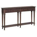 59.8IN Retro Entryway Table with 4 Drawers, Narrow Console Table with Open Shelves, Hallway Table for Living Room, Foyer, Espresso