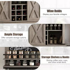 75 Tall Coffee Hutch Cabinet Large Kitchens Storage Pantry Cabinets White Coffee Bar Cabinet Cupboard with Sliding Barn Door